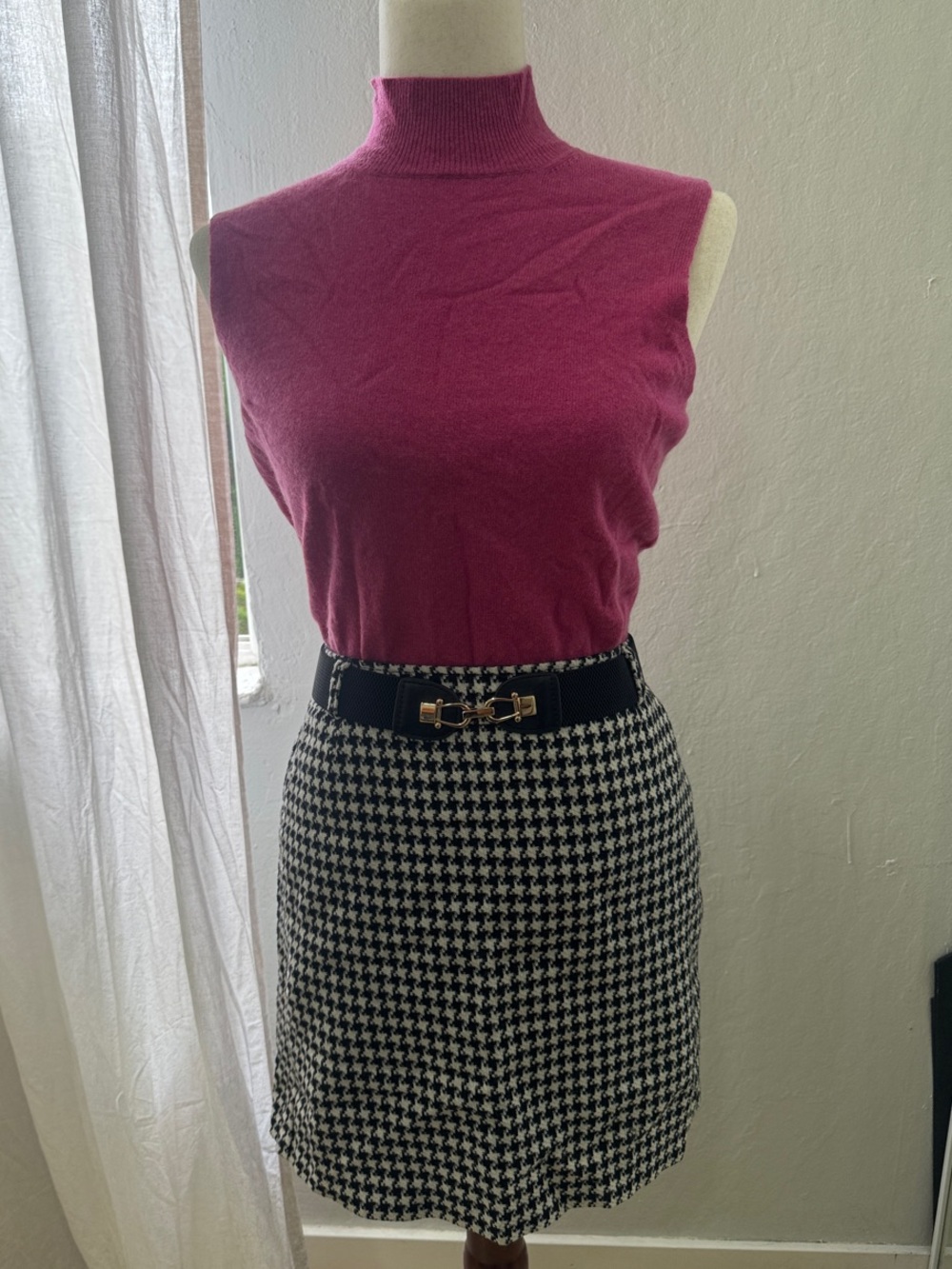 Vintage Houndstooth Mini Skirt 90s